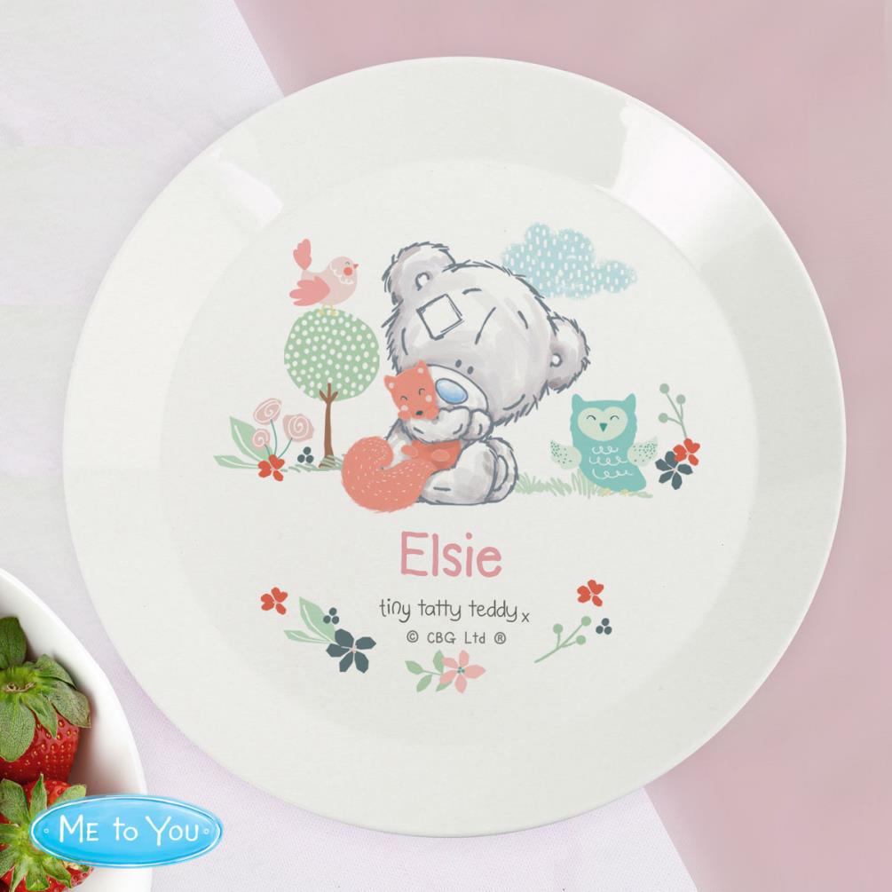 Personalised Tiny Tatty Teddy Woodland Animal Plastic Plate Extra Image 2